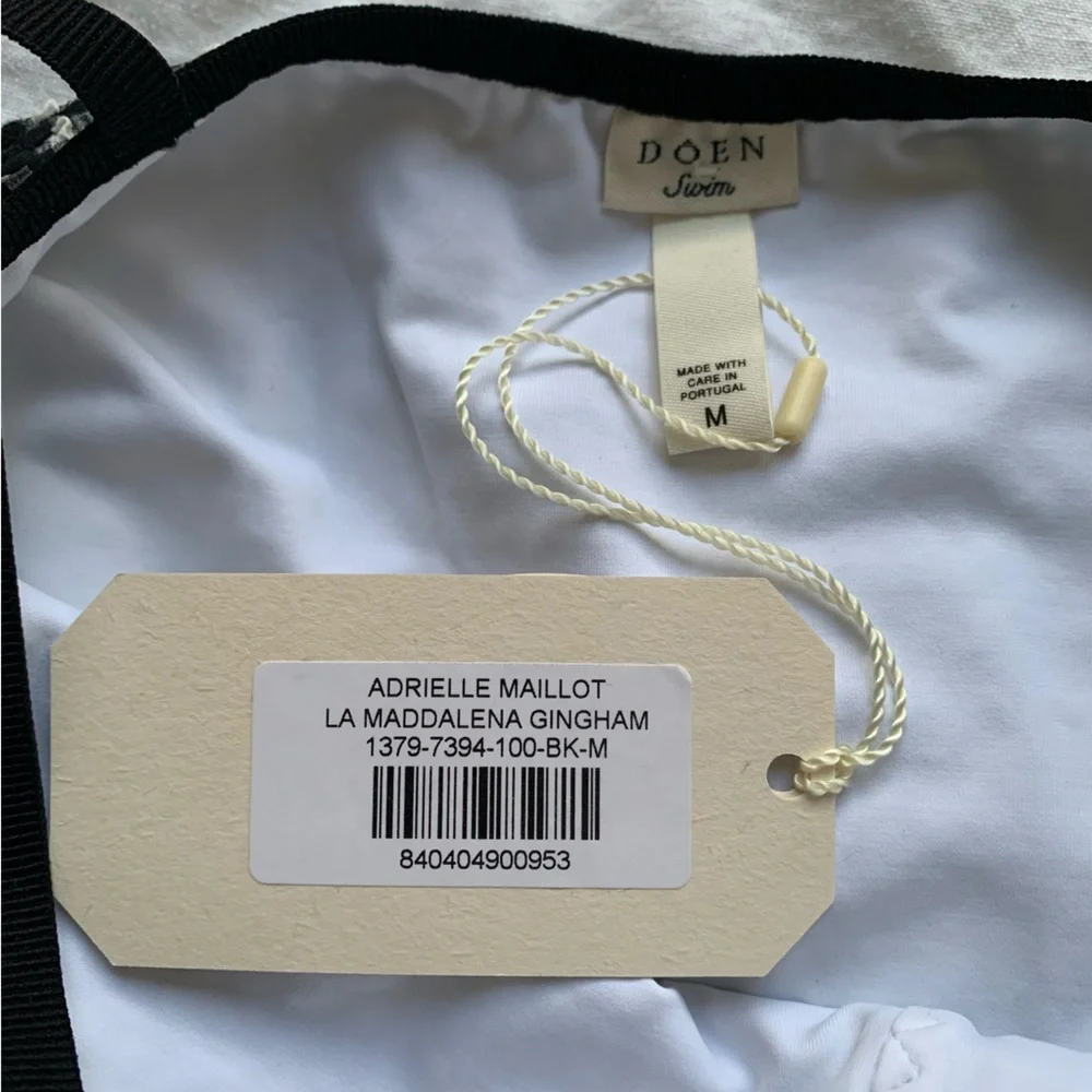NWT Doen Adrielle Maillot Bow One Piece Swim Suit La Maddalena Gingham Black - Picture 12 of 15